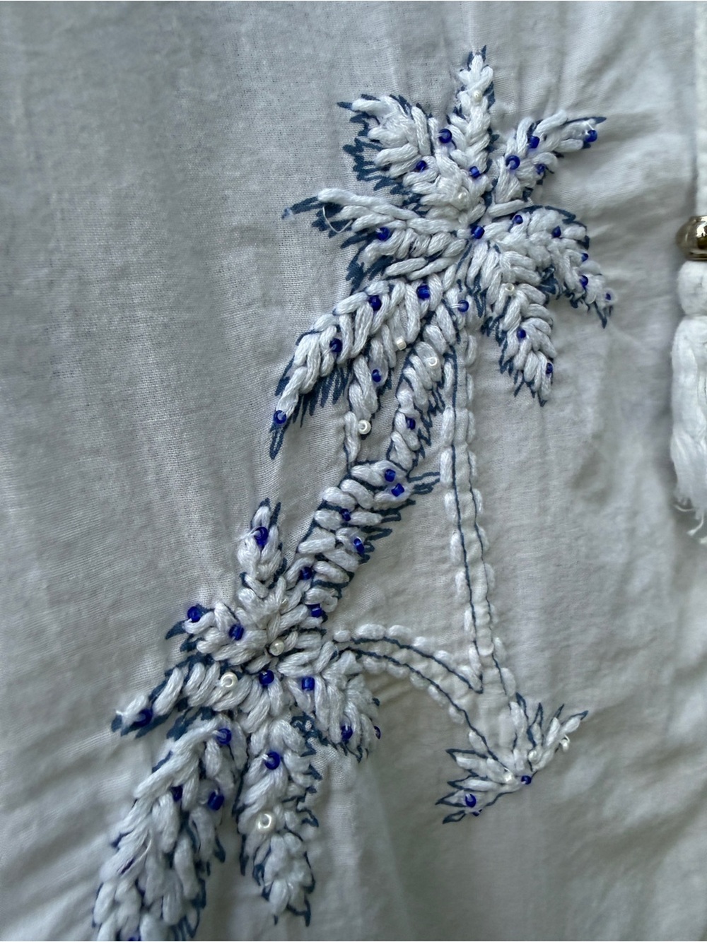 blue island White and Light Blue Palm-Print Women's Swim Cover-Up XL - Picture 3 of 10